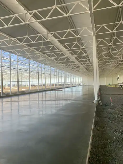 The finished slab running the length of the Local Bounti greenhouse in Pasco